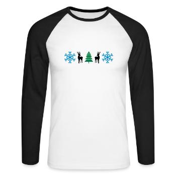 weihnachtsmuster_02 - Unisex Baseballshirt langarm - Weiß/Schwarz - Vorne - Nik (191cm)