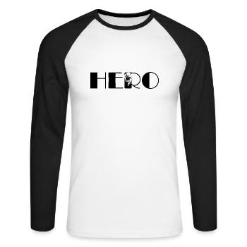 Hero Jesus - Unisex Baseballshirt langarm - Weiß/Schwarz - Vorne - Nik (191cm)