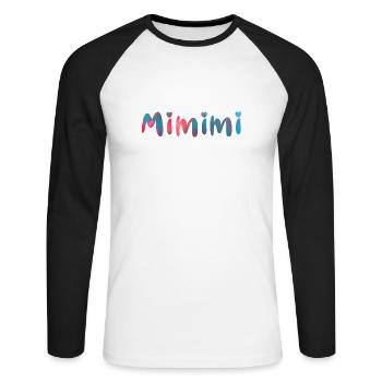 mimimi ,nom, typo,proverbes,coloré - T-shirt baseball manches longues Homme - blanc/noir - Devant - Nik (191cm)