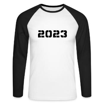 Year of birth Birthday New Year Born In 2023 - Unisex Long Sleeve Baseball T-Shirt - white/black - Front - Nik (191cm)