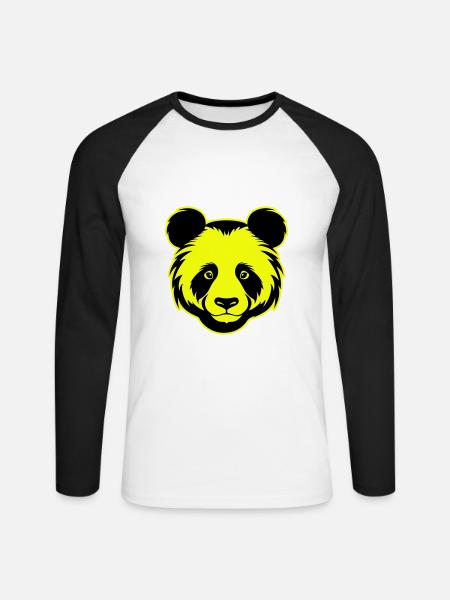 Panda Head Portrait Icon - Unisex Long Sleeve Baseball T-Shirt - white/black