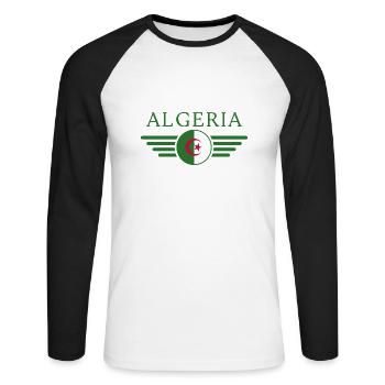 I Love Algeria, Elegance Style Design T-Shirt - Unisex Long Sleeve Baseball T-Shirt - white/black - Front - Nik (191cm)
