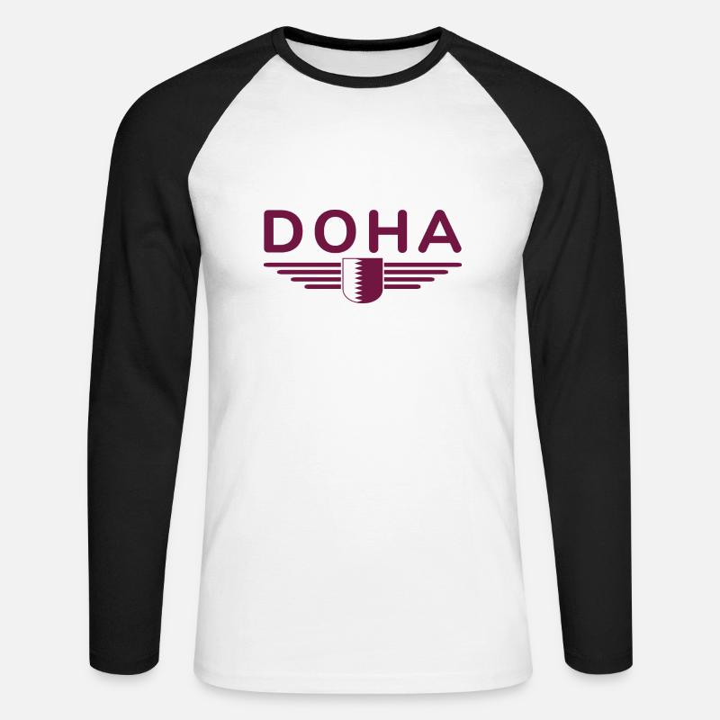 Doha Design – Stilvoll und Einzigartig - Unisex Baseballshirt langarm - Weiß/Schwarz
