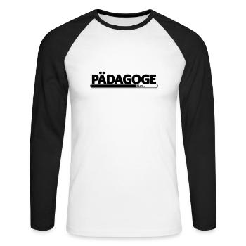 Pädagoge // Pädagogin //Erziehungswissenschaftler - Unisex Baseballshirt langarm - Weiß/Schwarz - Vorne - Nik (191cm)