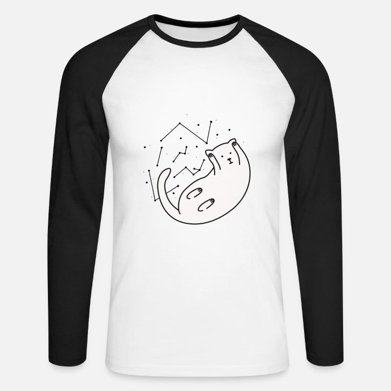Space Cat Version 2 - Unisex Baseballshirt langarm - Weiß/Schwarz