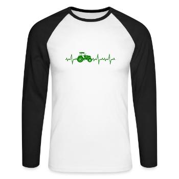 Tractor Heartbeat Farmer Farm - Unisex Long Sleeve Baseball T-Shirt - white/black - Front - Nik (191cm)