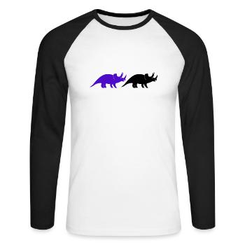 Tricératops - T-shirt baseball manches longues Homme - blanc/noir - Devant - Nik (191cm)