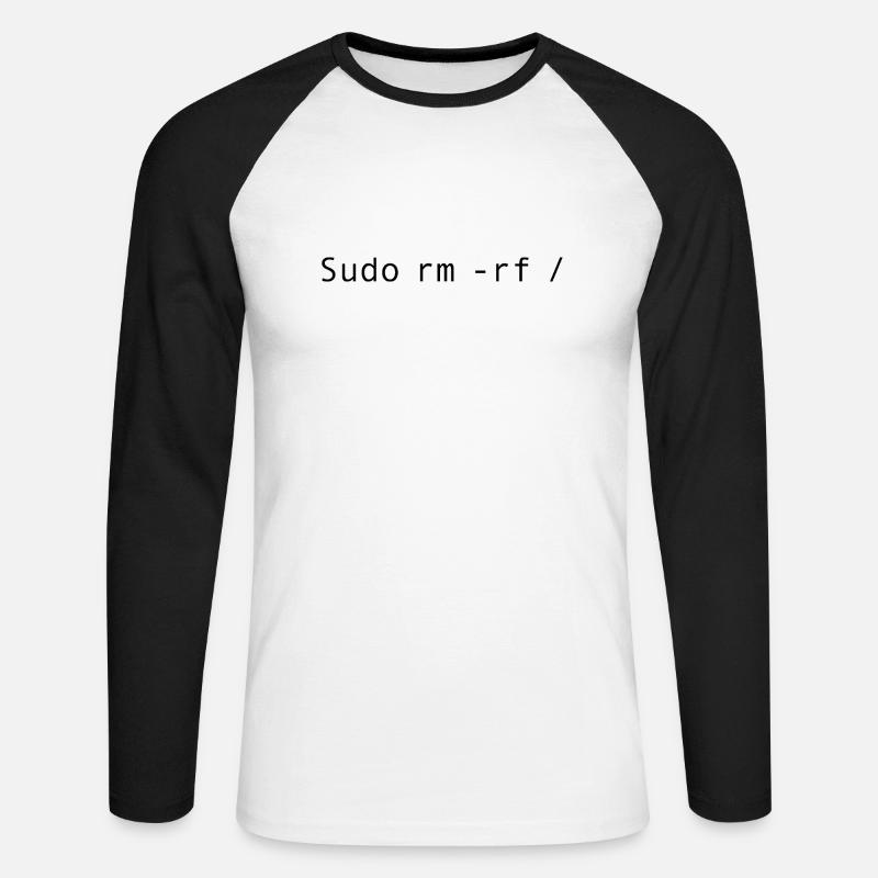 Linux-Codierung sudo rm -rf / - Unisex Baseballshirt langarm - Weiß/Schwarz