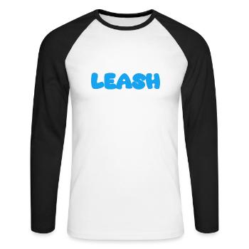 Nom de la laisse Bleu - T-shirt baseball manches longues Homme - blanc/noir - Devant - Nik (191cm)