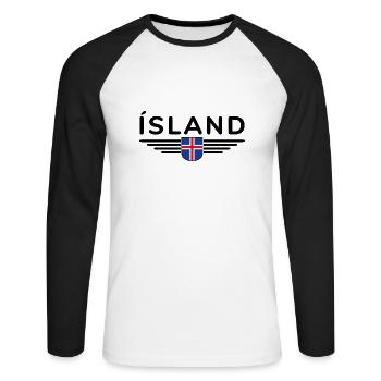 Iceland T-Shirt – Magic of the Northern Lights - Unisex Long Sleeve Baseball T-Shirt - white/black - Front - Nik (191cm)