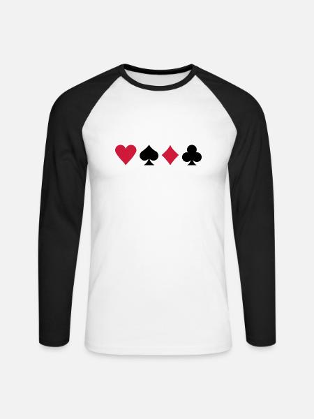 Poker - T-shirt baseball manches longues Homme - blanc/noir