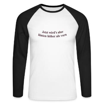 Hinten höher als Vorn - Unisex Baseballshirt langarm - Weiß/Schwarz - Vorne - Nik (191cm)