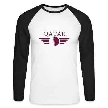 Qatar Style Design T-Shirt - Unisex Long Sleeve Baseball T-Shirt - white/black - Front - Nik (191cm)