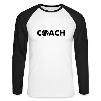 coach tennis - Unisex Long Sleeve Baseball T-Shirt - white/black - Front - Nik (191cm)