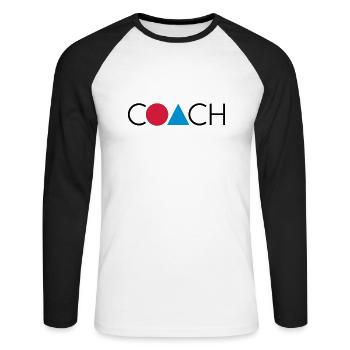 GEO COACH - Unisex Baseballshirt langarm - Weiß/Schwarz - Vorne - Nik (191cm)