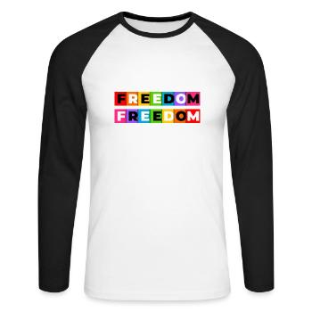 Freedom - Unisex Long Sleeve Baseball T-Shirt - white/black - Front - Nik (191cm)