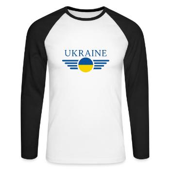 Ukraine - Unisex Long Sleeve Baseball T-Shirt - white/black - Front - Nik (191cm)