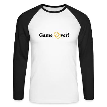 Game over Junggesellenabschied - Unisex Baseballshirt langarm - Weiß/Schwarz - Vorne - Nik (191cm)