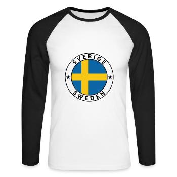 Suède - T-shirt baseball manches longues Homme - blanc/noir - Devant - Nik (191cm)