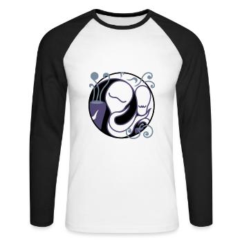 Im Kaffeesatz lesen. Magischer Augenblick & Genuss - Unisex Baseballshirt langarm - Weiß/Schwarz - Vorne - Nik (191cm)