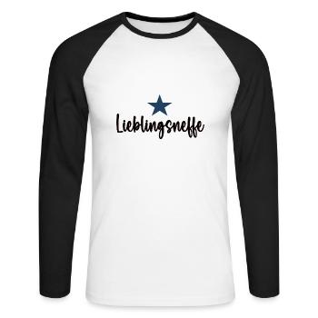 Lieblingsneffe Lieblings Neffen Bester Neffe - Unisex Baseballshirt langarm - Weiß/Schwarz - Vorne - Nik (191cm)