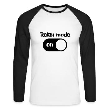 Relax mode on - Unisex Long Sleeve Baseball T-Shirt - white/black - Front - Nik (191cm)