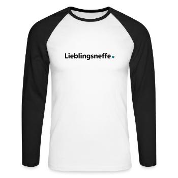 Lieblingsneffe bester Neffe Welt Spruch Geschenk - Unisex Baseballshirt langarm - Weiß/Schwarz - Vorne - Nik (191cm)