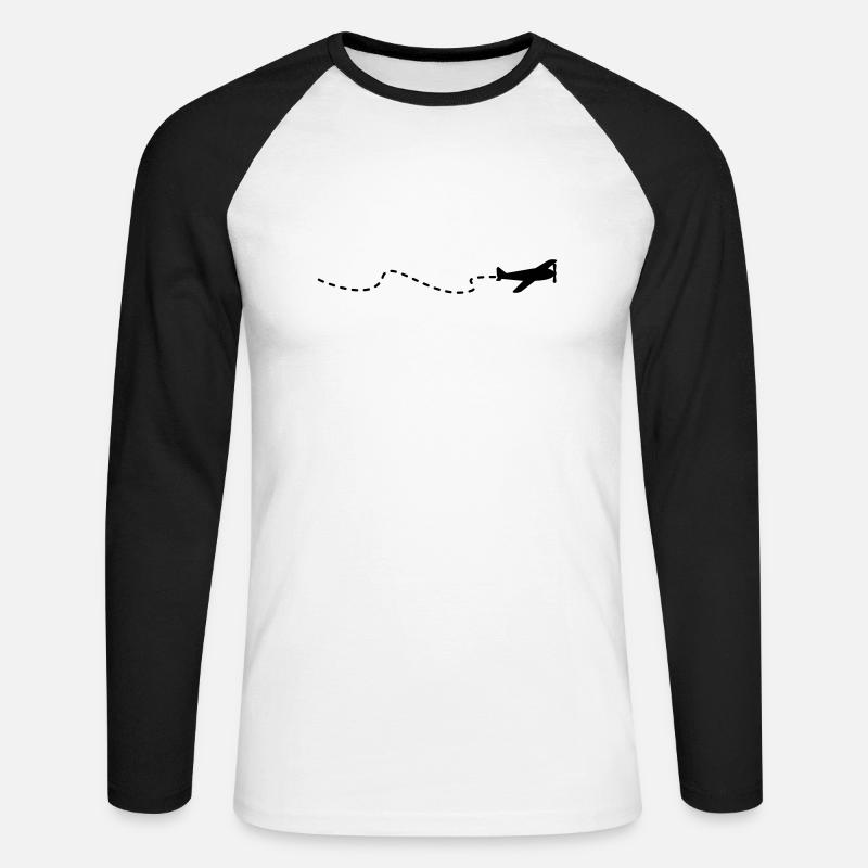 Flugzeug / flying plain (1c) - Unisex Baseballshirt langarm - Weiß/Schwarz