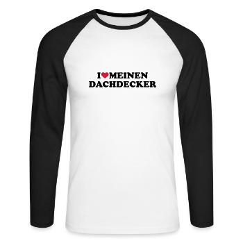 Dachdecker - Unisex Baseballshirt langarm - Weiß/Schwarz - Vorne - Nik (191cm)