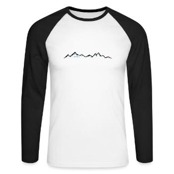 MONTAGNES Paysage Silhouette Panorama - T-shirt baseball manches longues Homme - blanc/noir - Devant - Nik (191cm)