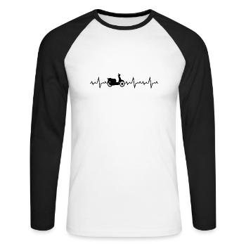 Scooter Scooter Cyclomoteur Cyclomoteur Heartbeat - T-shirt baseball manches longues Homme - blanc/noir - Devant - Nik (191cm)