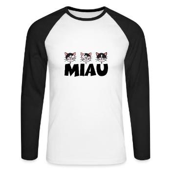 Katzen1 1 - Unisex Baseballshirt langarm - Weiß/Schwarz - Vorne - Nik (191cm)