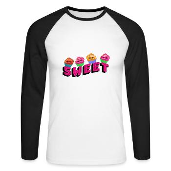 Cupcakes mignons - T-shirt baseball manches longues Homme - blanc/noir - Devant - Nik (191cm)