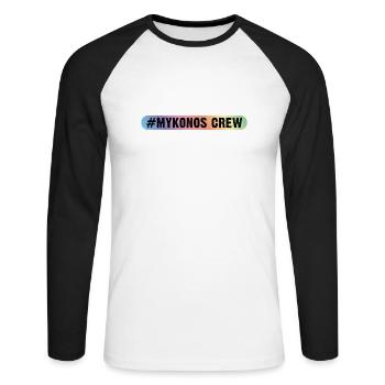 Mykonos Équipage - T-shirt baseball manches longues Homme - blanc/noir - Devant - Nik (191cm)
