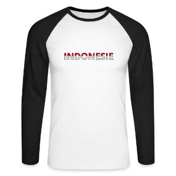 Drapeau Indonésie - T-shirt baseball manches longues Homme - blanc/noir - Devant - Nik (191cm)