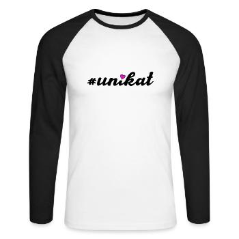 unikat - Unisex Baseballshirt langarm - Weiß/Schwarz - Vorne - Nik (191cm)