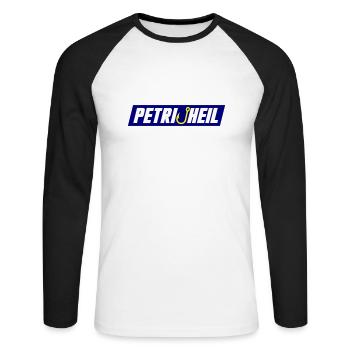 Petri Heil Angelhaken - Unisex Baseballshirt langarm - Weiß/Schwarz - Vorne - Nik (191cm)
