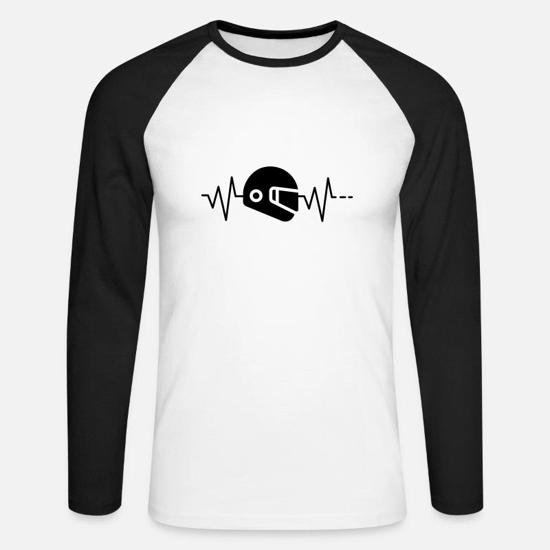 Herzschlag Helm - Unisex Baseballshirt langarm - Weiß/Schwarz