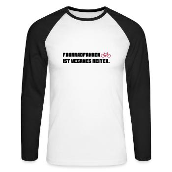 Fahrradfahren Vegan Reiten Pferd Fahrrad - Unisex Baseballshirt langarm - Weiß/Schwarz - Vorne - Nik (191cm)