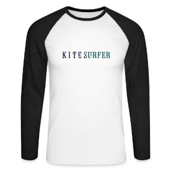 kitesurfer_vec_3 en - Unisex Long Sleeve Baseball T-Shirt - white/black - Front - Nik (191cm)