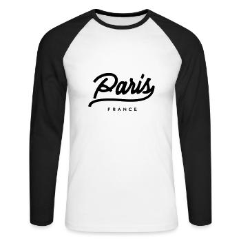 Paris, France - Unisex Long Sleeve Baseball T-Shirt - white/black - Front - Nik (191cm)
