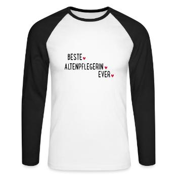 BESTE ALTENPFLEGERIN EVER - Unisex Baseballshirt langarm - Weiß/Schwarz - Vorne - Nik (191cm)