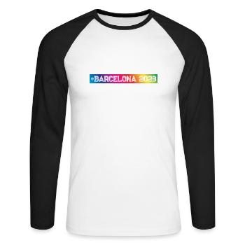 Barcelona 2023 Colorful - Unisex Long Sleeve Baseball T-Shirt - white/black - Front - Nik (191cm)
