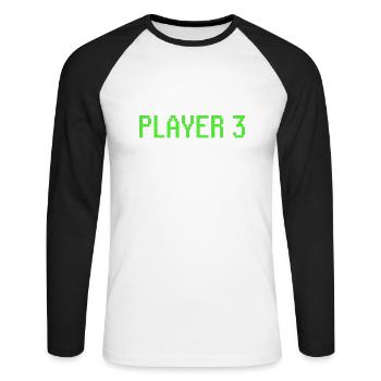 Player 3 Gamer Quote - Unisex Long Sleeve Baseball T-Shirt - white/black - Front - Nik (191cm)