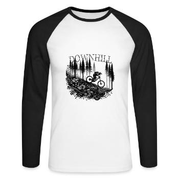 Fahrrad Mountainbike Downhill - Unisex Baseballshirt langarm - Weiß/Schwarz - Vorne - Nik (191cm)