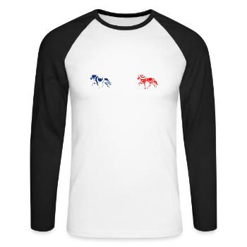 tölt chevaux islandais - droit - T-shirt baseball manches longues Homme - blanc/noir - Devant - Nik (191cm)