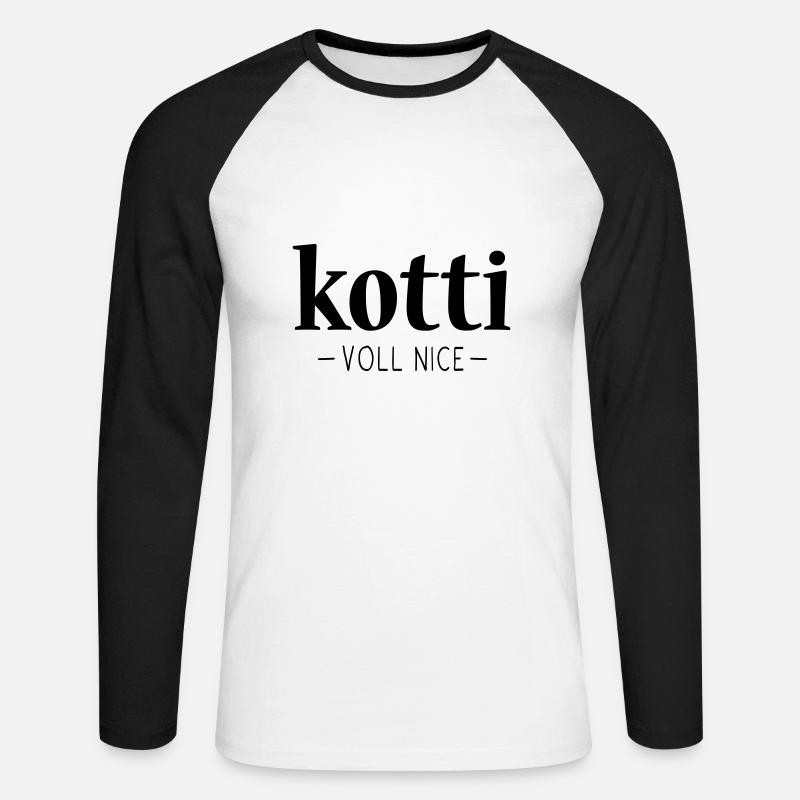 KOTTI SPRUCH, KOTTI VOLL NICE BERLIN - Unisex Baseballshirt langarm - Weiß/Schwarz