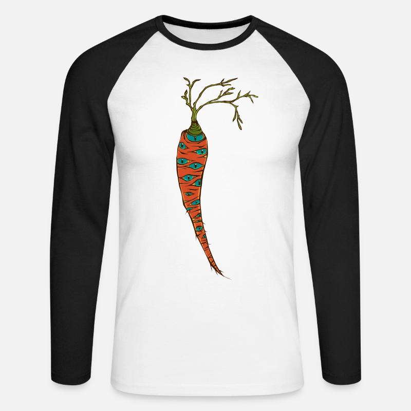 EyeCarrot - Unisex Baseballshirt langarm - Weiß/Schwarz