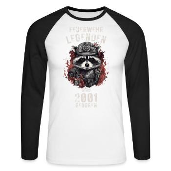 Feuerwehr Legenden sind 2001 geboren - Unisex Baseballshirt langarm - Weiß/Schwarz - Vorne - Nik (191cm)