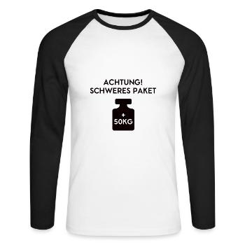 Paketdienst Paketzusteller Lieferdienst Paketboten - Unisex Baseballshirt langarm - Weiß/Schwarz - Vorne - Nik (191cm)